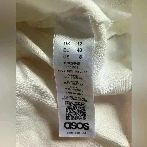 Asos Enveloped Neck Tie Blouse Top Cloth Buttons Shirt Cream - Picture 7 of 8